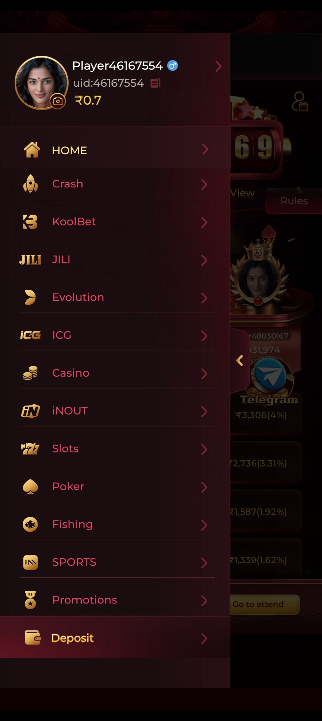 Rokda7 Game Categories — Full Navigation Menu