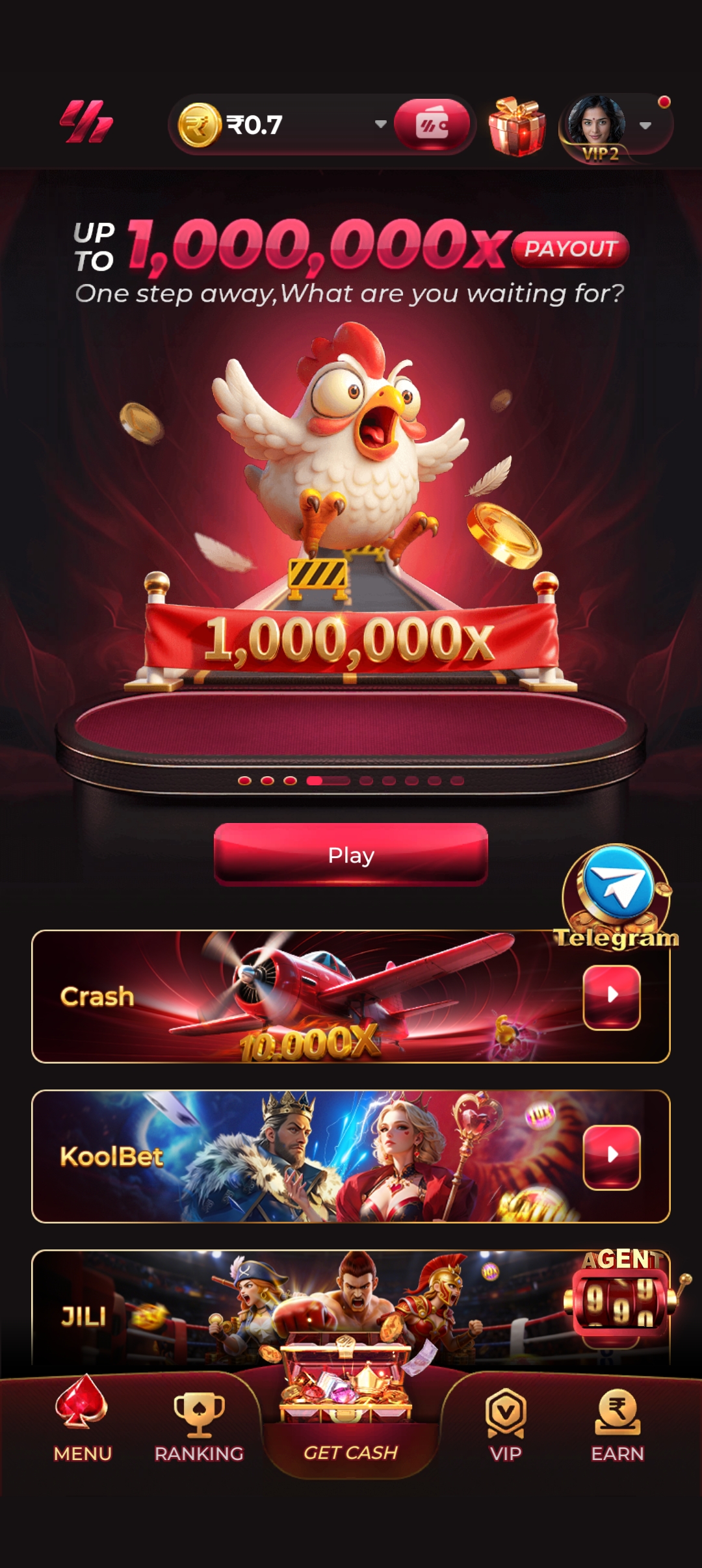 Rokda7 Home Screen — Up to 1000000X Payout